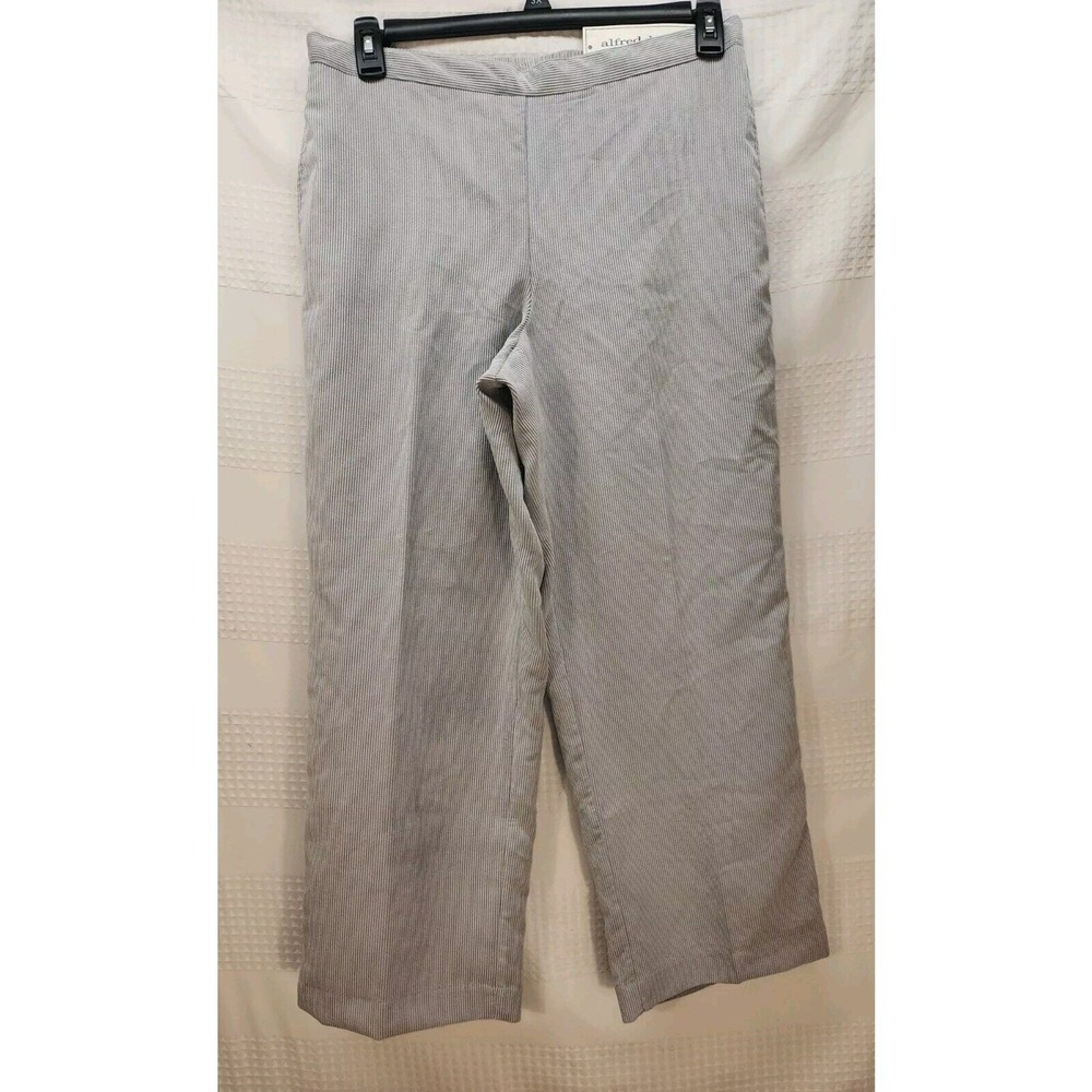 Alfred Dunner Pull On Cropped Corduroy Pants Women 14 Petite Gray High Rise